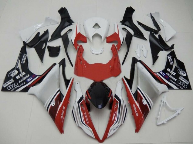 Triumph Daytona 675 Motorrad Verkleidung 2013-2016 - Weiss Rot Silber Glanzendes Schwarz