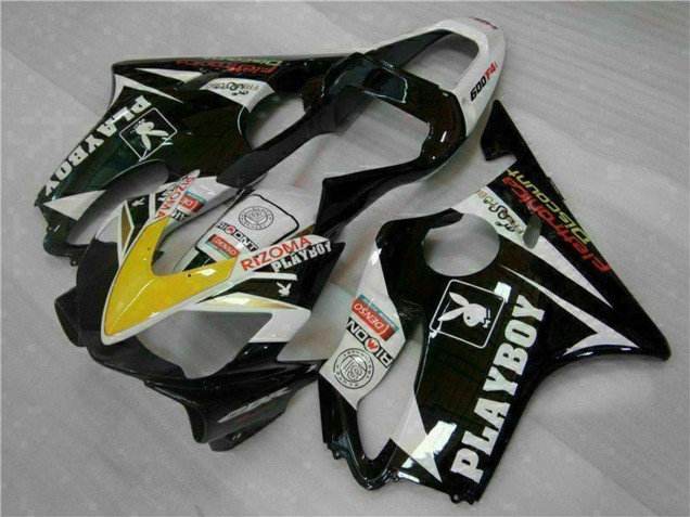 Honda CBR600 F4i Motorrad Verkleidung 2001-2003 - Weiss Gelb Glanzendes Schwarz Playboy