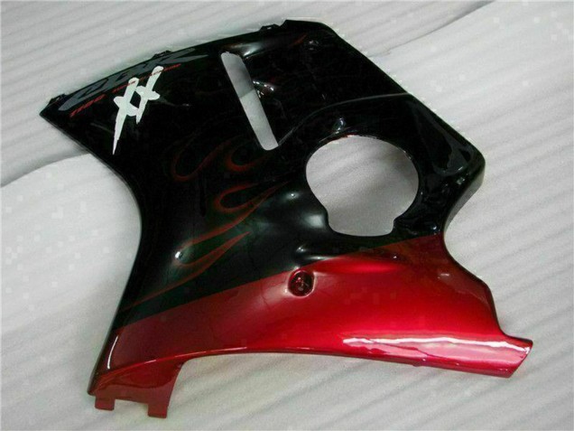 Honda CBR1100XX Blackbird Motorrad Verkleidung 1996-2007 - Glanzendes Schwarz Rot Flamme