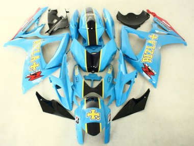 Suzuki GSXR 600/750 Motorrad Verkleidung 2006-2007 - Hellblau Schwarz Gelb Rizla
