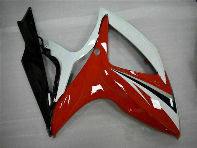 Suzuki GSXR 600/750 Motorrad Verkleidung 2006-2007 - Weiss Rot Glanzendes Schwarz Streifen