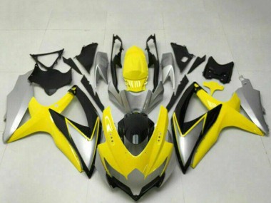 Suzuki GSXR 600/750 Motorrad Verkleidung 2008-2010 - Gelb Silber Glanzendes Schwarz