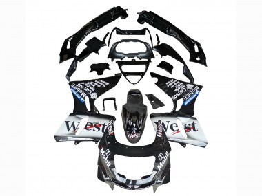 Kawasaki ZZR400 Motorrad Verkleidung 1993-2007 - Glanzendes Schwarz Weiss West