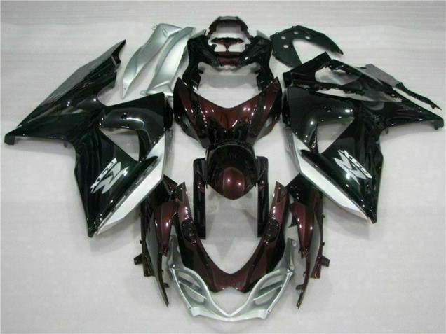 Suzuki GSXR 1000 Motorrad Verkleidung 2009-2016 - Glanzendes Schwarz Silber Weiss