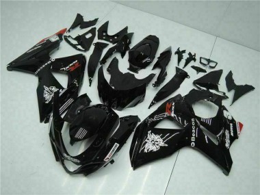 Suzuki GSXR 1000 Motorrad Verkleidung 2009-2016 - Glanzendes Schwarz Rot Leuchtfeuer Motul