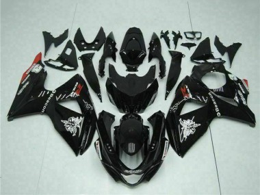 Suzuki GSXR 1000 Motorrad Verkleidung 2009-2016 - Glanzendes Schwarz Rot Leuchtfeuer Motul