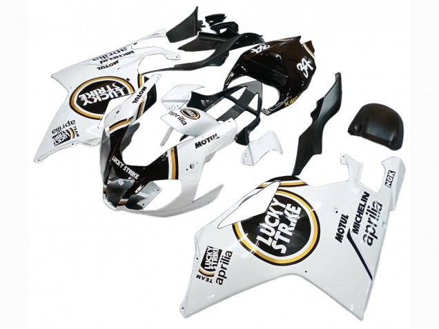 Aprilia RSV1000 Motorrad Verkleidung 2003-2006 - Weiss Schwarz Lucky Strike Motul Michelin