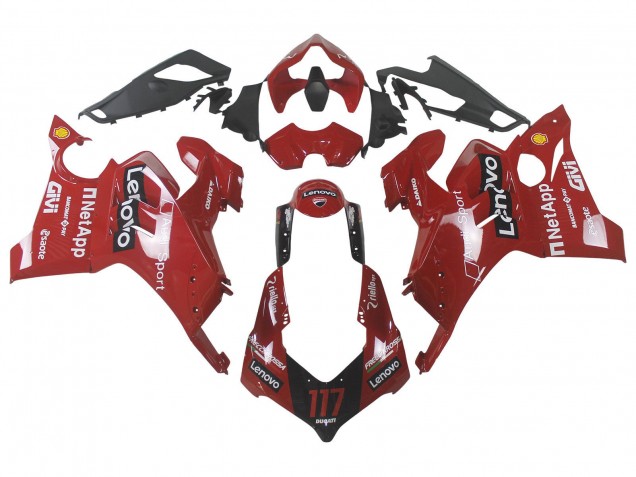 Ducati Panigale V4 V4S Motorrad Verkleidung 2020-2021 - Rot Glanzendes Schwarz Lenovo 117