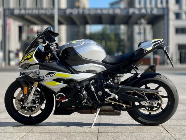 BMW S1000RR Motorrad Verkleidung 2023-2024 - Silber Gelb Carbonfaser