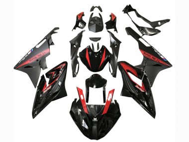 BMW S1000RR Motorrad Verkleidung 2017-2018 - Rot Glanzendes Schwarz Matt Schwarz