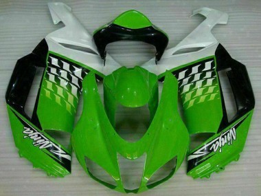 Kawasaki ZX6R Motorrad Verkleidung 2007-2008 - Grun Weiss Ninja