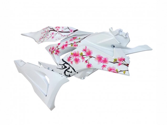 Kawasaki ZX6R Motorrad Verkleidung 2023-2025 - Schwarz Weiss mit Blume