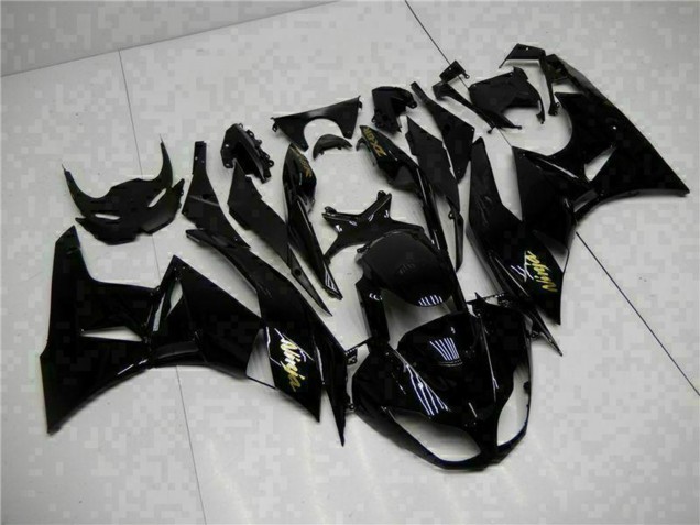 Kawasaki ZX6R Motorrad Verkleidung 2009-2012 - Glanzendes Schwarz Gold Ninja