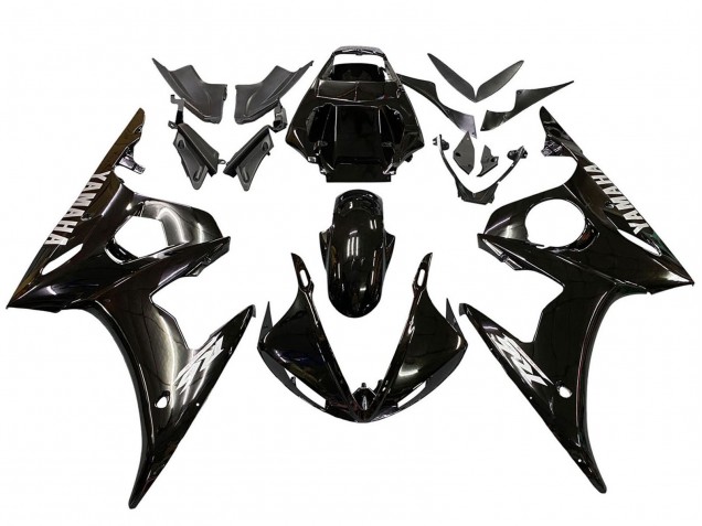 Yamaha YZF R6S Motorrad Verkleidung 2006-2009 - Glanzendes Schwarz Weiss Aufkleber