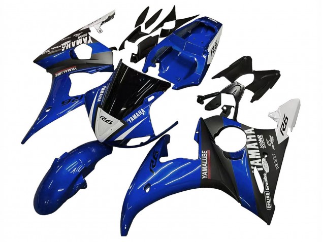 Yamaha YZF R6S Motorrad Verkleidung 2006-2009 - Blau Weiss Glanzendes Schwarz Yamalube