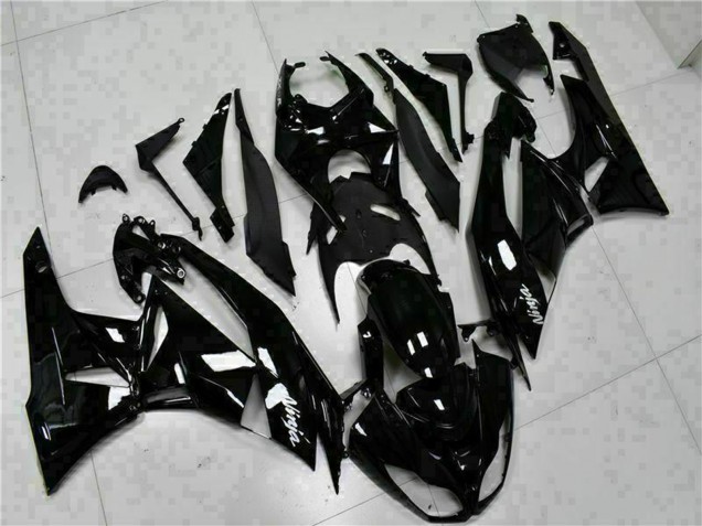 Kawasaki ZX6R Motorrad Verkleidung 2009-2012 - Glanzendes Schwarz Weiss Ninja