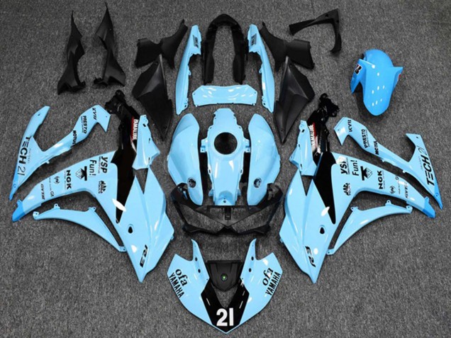 Yamaha YZF R3/R25 Motorrad Verkleidung 2015-2018 - Hellblau Schwarz Yamalube 21