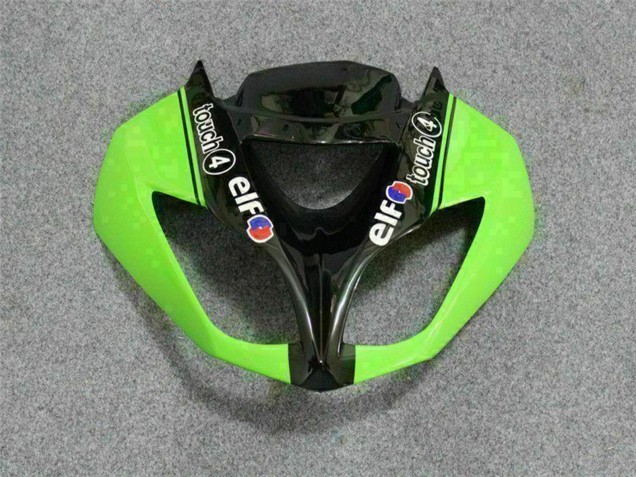 Kawasaki ZX6R Motorrad Verkleidung 2009-2012 - Grun Glanzendes Schwarz Elf Touch4 Bridgestone