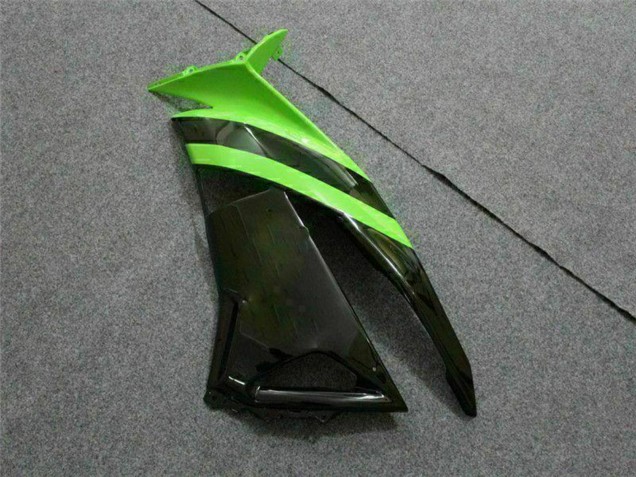 Kawasaki ZX6R Motorrad Verkleidung 2009-2012 - Grun Glanzendes Schwarz Elf Touch4 Bridgestone