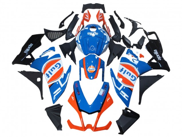 Aprilia RS4 50 125 Motorrad Verkleidung 2012-2018 - Weiss Blau Orange Glanzendes Schwarz Gulf