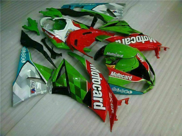 Kawasaki ZX6R Motorrad Verkleidung 2009-2012 - Grun Weiss Rot Schwarz Blau Motocard