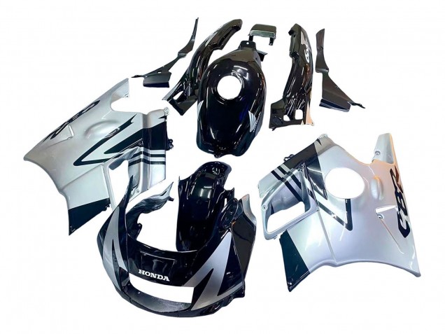 Honda CBR600 F2 Motorrad Verkleidung 1991-1994 - Silber Glanzendes Schwarz