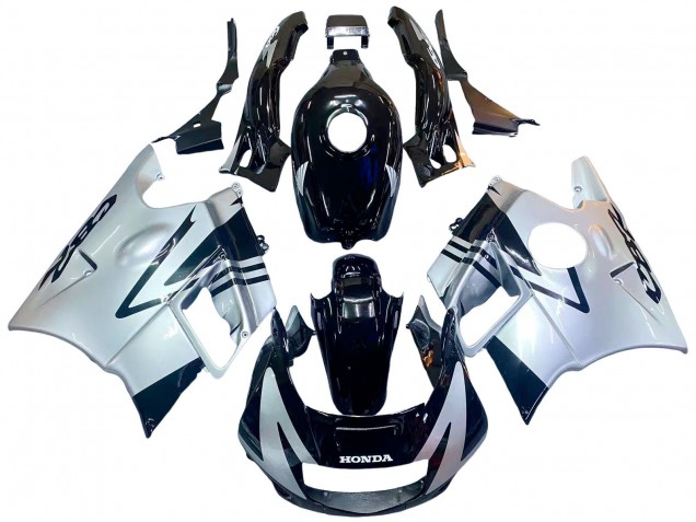 Honda CBR600 F2 Motorrad Verkleidung 1991-1994 - Silber Glanzendes Schwarz
