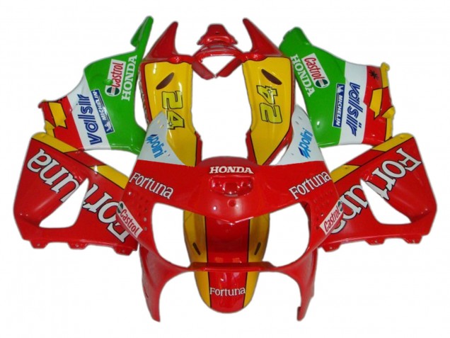 Honda CBR900RR 919 Motorrad Verkleidung 1998-1999 - Rot Gelb Grun Weiss Fortuna Castrol
