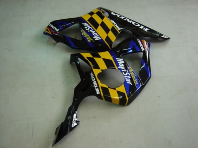 Honda CBR900RR 954 Motorrad Verkleidung 2002-2003 - Blau Gelb Glanzendes Schwarz Telefonica MoviStar Castrol
