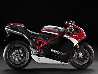 Ducati 848/1098/1198 Motorrad Verkleidung 2007-2014 - Weiss Rot Glanzendes Schwarz