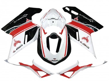 Ducati 1198 Motorrad Verkleidung 2007-2014 - Weiss Rot Glanzendes Schwarz