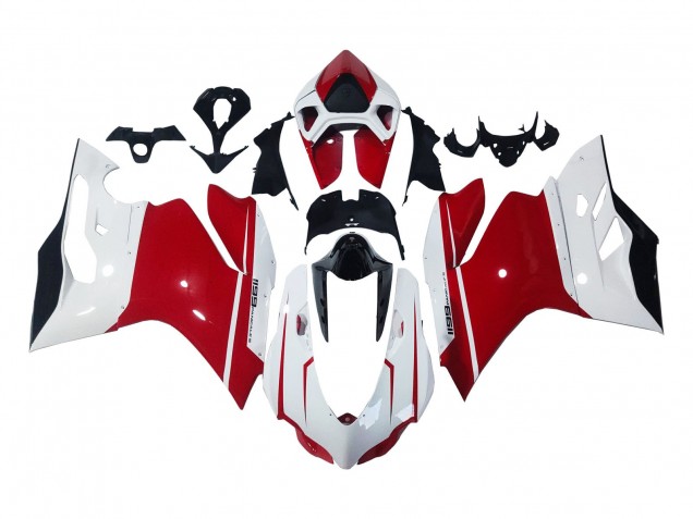 Ducati 1199 Motorrad Verkleidung 2011-2014 - Weiss Rot Glanzendes Schwarz