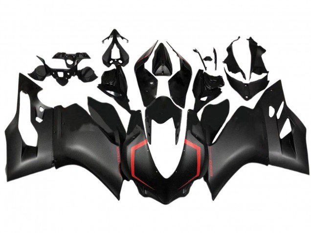 Ducati 1299 Motorrad Verkleidung 2015-2020 - Schwarzer Carbonfaser Stil Rot
