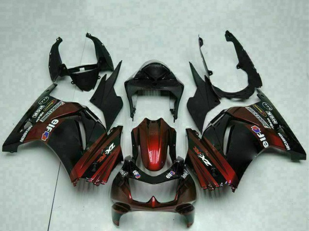 Kawasaki EX250 Motorrad Verkleidung 2008-2012 - Glanzendes Schwarz Kastanienbraun Rot