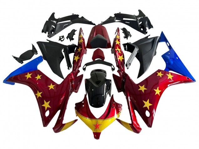 Honda CBR500R Motorrad Verkleidung 2013-2015 - Rot Blau Gelb Stern