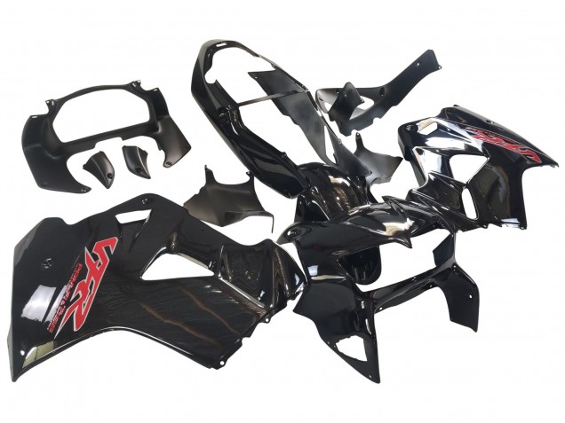 Honda VFR 800 Motorrad Verkleidung 1998-2001 - Glanzendes Schwarz Rot Aufkleber