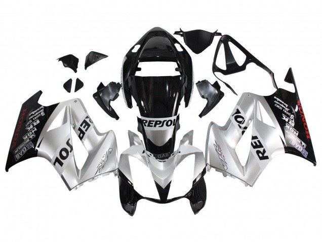 Honda VFR 800 Motorrad Verkleidung 2002-2013 - Silber Glanzendes Schwarz Repsol