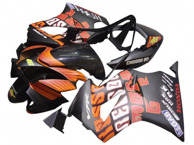 Honda VFR 800 Motorrad Verkleidung 2002-2013 - Matt Schwarz Orange Rossi Repsol 46