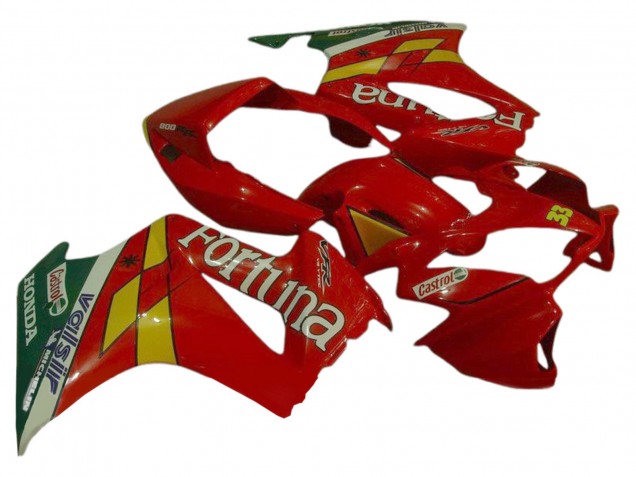 Honda VFR 800 Motorrad Verkleidung 2002-2013 - Rot Gelb Grun Fortuna Castrol Valsir 33