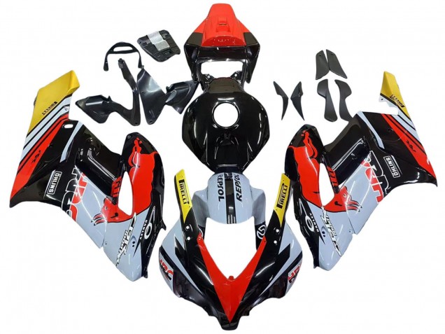 Honda CBR1000RR Motorrad Verkleidung 2004-2005 - Gelb Rot Weiss Glanzendes Red Bull Repsol HRC