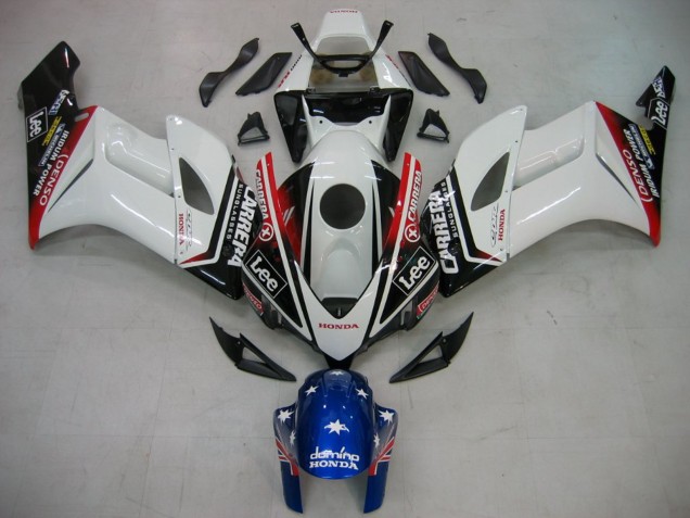 Honda CBR1000RR Motorrad Verkleidung 2004-2005 - Weiss Blau Rot Glanzendes Schwarz Stern Carrera Lee