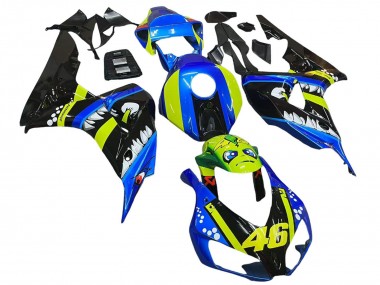 Honda CBR1000RR Motorrad Verkleidung 2006-2007 - Blau Fluoreszierendes Grun Glanzendes Schwarz Hai 46