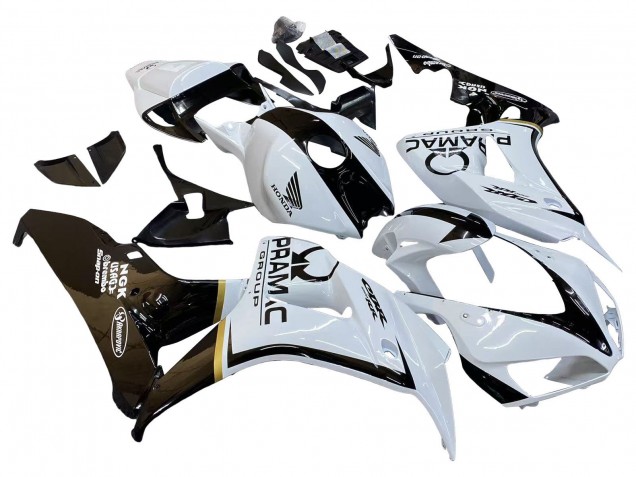 Honda CBR1000RR Motorrad Verkleidung 2006-2007 - Weiss Glanzendes Schwarz Pramac