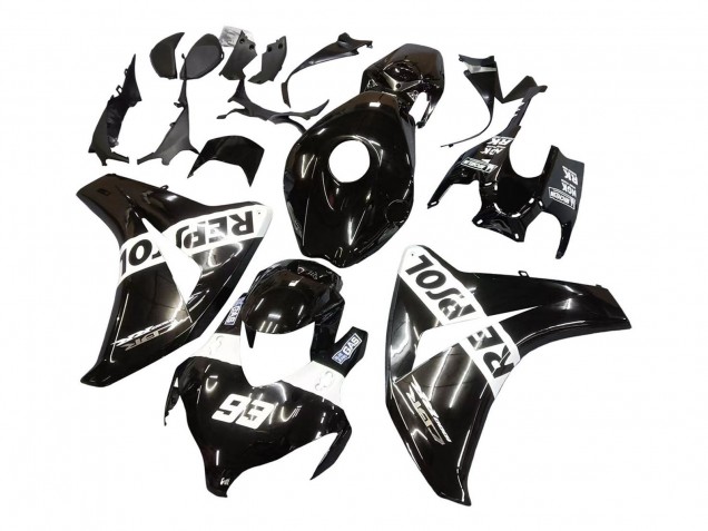 Honda CBR1000RR Motorrad Verkleidung 2008-2011 - Glanzendes Schwarz Weiss Repsol 93
