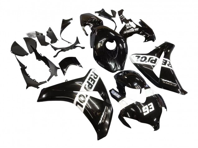 Honda CBR1000RR Motorrad Verkleidung 2008-2011 - Glanzendes Schwarz Weiss Repsol 93