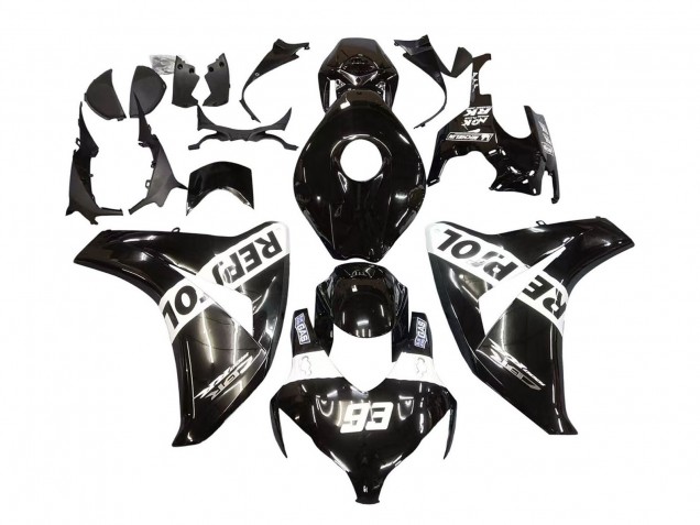 Honda CBR1000RR Motorrad Verkleidung 2008-2011 - Glanzendes Schwarz Weiss Repsol 93
