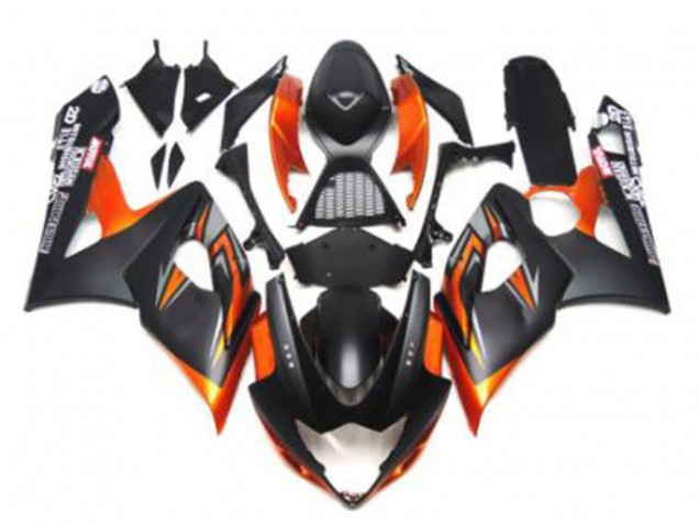 Suzuki GSXR 1000 Motorrad Verkleidung 2005-2006 - Glanzendes Schwarz Matt Schwarz Schwarz Orange