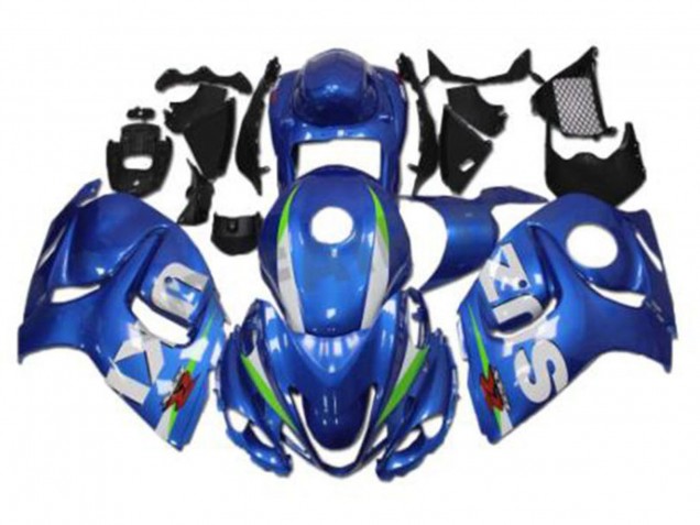 Suzuki GSXR 1300 Hayabusa Motorrad Verkleidung 2008-2020 - Blau Weiss Grun