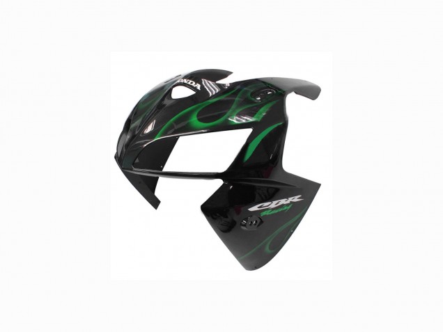 Honda CBR600RR Motorrad Verkleidung 2005-2006 - Glanzendes Schwarz Grun Flamme