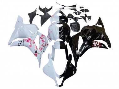 Honda CBR600RR Motorrad Verkleidung 2009-2012 - Weiss Cherry Blossom Glanzendes Schwarz